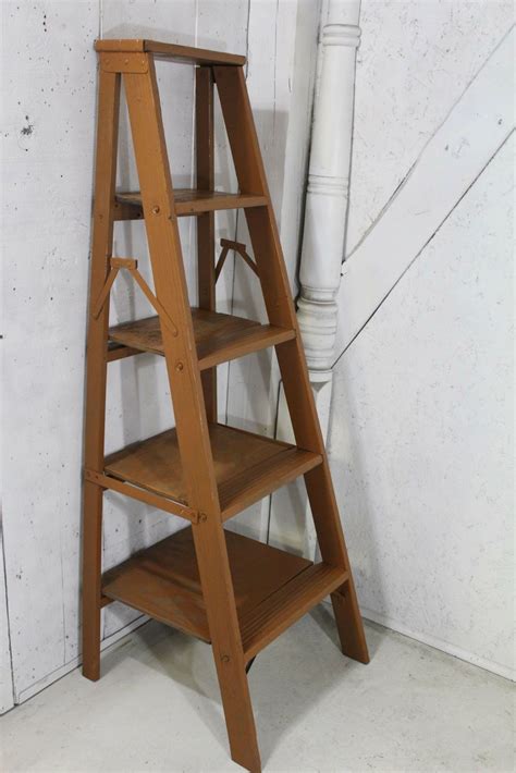 Vintage Wooden Ladder Shelf